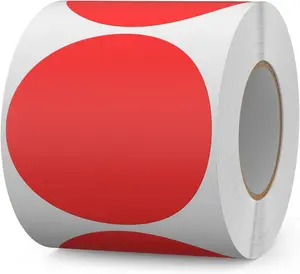 500 count Round Stickers 3 Inch Vinyl Red Colored Dot Sticker Roll Removable Color Coding Circle Floor Labels for Inventory Office Classroom Organize