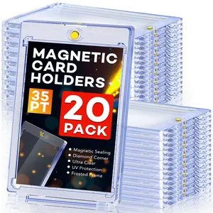20ct Magnetic Card Holders, 35pt One Touch Card Holder, U-V Protection Hard Plastic Case for Trading Cards, Display Case for Sports, Baseball, Footb