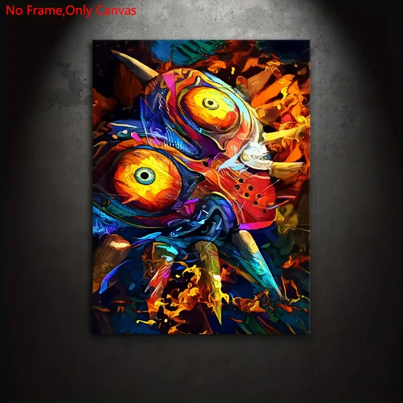 1 piece/set Frameless canvas painting print poster, classic oil painting art, Zelda Majora's Mask, the perfect gift for video game enthusiasts. Ideal for bedrooms, living rooms, kitchens, dorm hallways, murals, wall decorations, room decoration