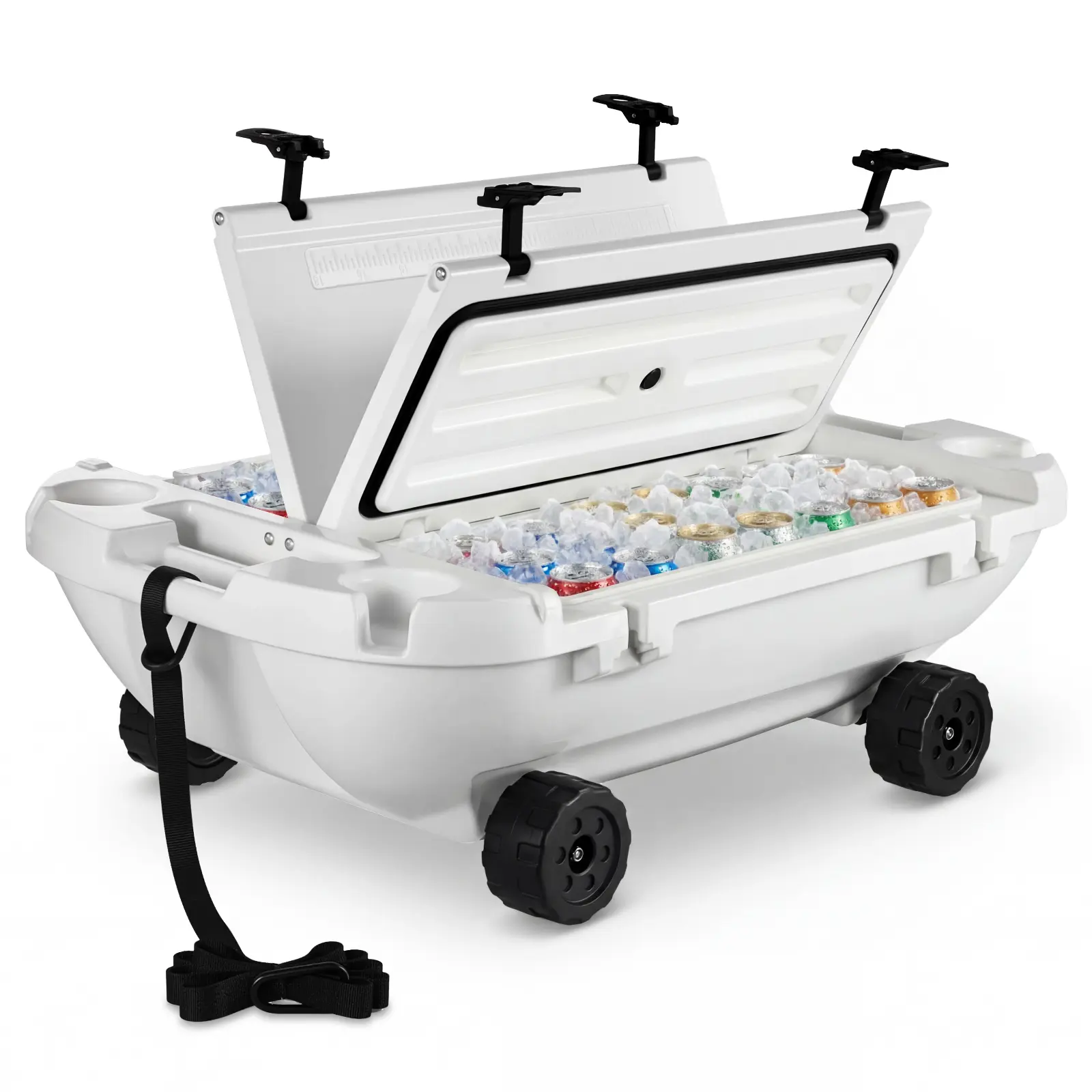 【SummerFinds】VEVOR 40 QT Insulated Floating Cooler, Wheeled Ice Box with Dry Storage & Tow Rope, Premium LLDPE Amphibious Drink Cooler for Lake, Pool, Camping & Hiking, Insulated Cooler