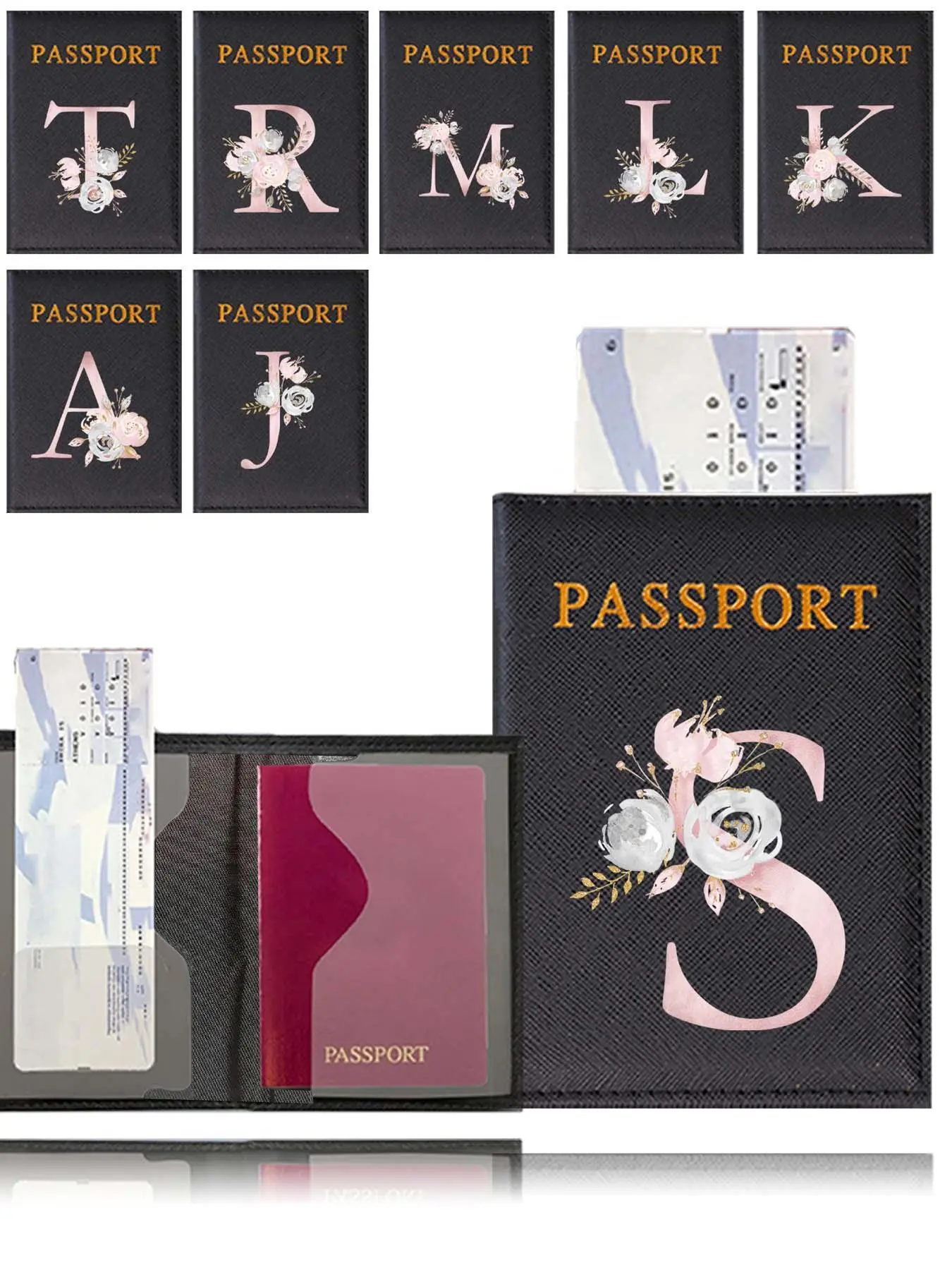 Fashion Letter Pattern Passport Case, PU Leather Wedding Case, Stylish 26 Initial Letter Themed Design Travel Passport Sleeve Card Holder, Travel Accessories, Travel Gear, Passport Cover, Travel Document Holder