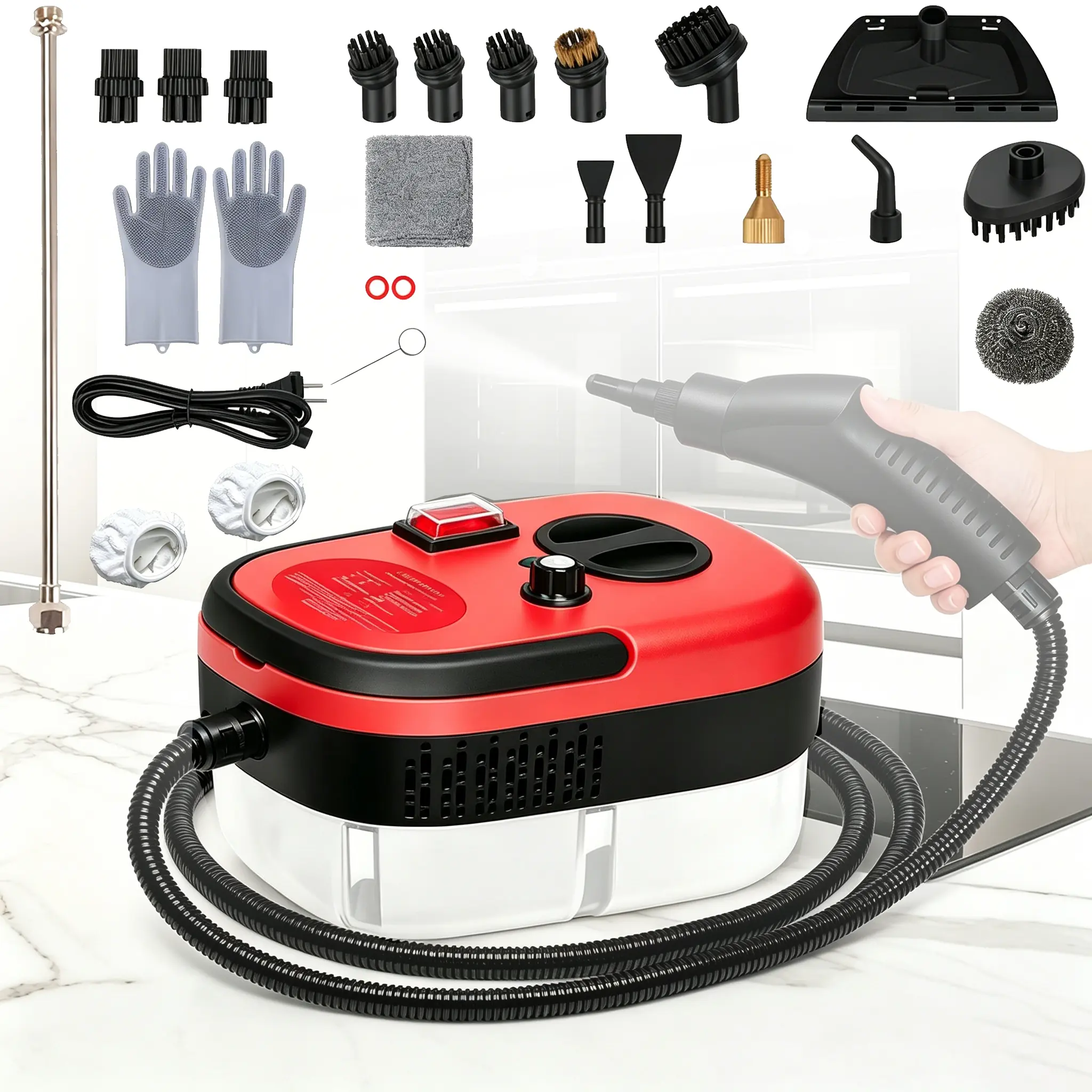 2500W All-In-One Handheld Steam Cleaner – Chemical-Free Sanitizer Safe for Kids & Pets with Full Accessory Set