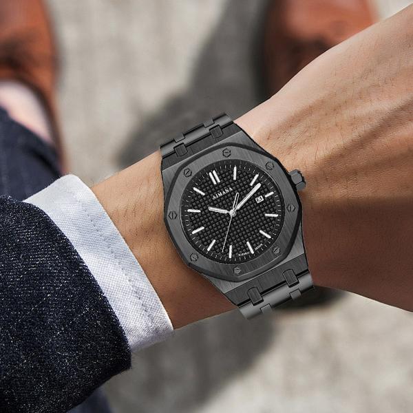 Buy One Get One Free – AIMANA Fashion & Versatile Watch with Original Swiss Movement, Calendar Function, Mechanical Style, Sapphire Crystal, Alloy Strap, Luminous and Waterproof Design