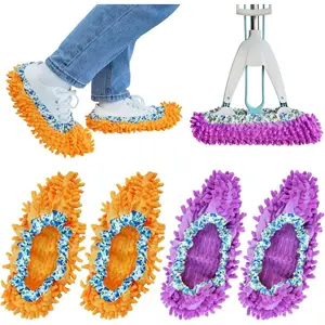 4 count (2 Pairs) Shoe Cover Duster Mopping Slippers, Microfiber Mopping Slippers for Floor Cleaning,Floor Cleaning Tools