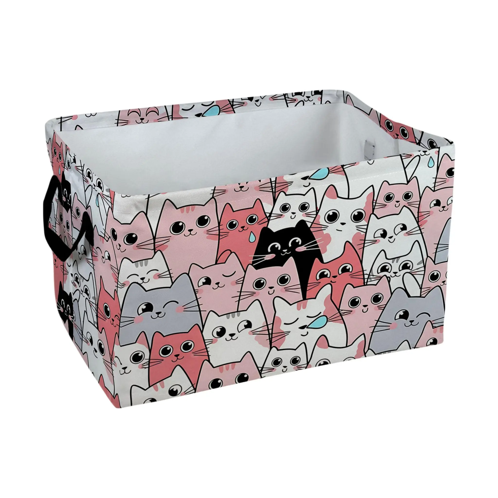 Cute Kawaii Cartoon Cat Pattern Storage Baskets Storage Boxes Home Decor Storage Clothes Organization And Storage Home Decor Storage Holiday Gifts, Shelf Baskets, Organizer for Toys, Books, Pet Lovers Home Decor, Laundry Basket, Laundry Hamper