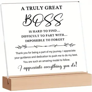 1pc Acrylic Plaque - Home Decor Sign with Heartfelt Text, Boss Day Inspirational Appreciation Keepsake, Thank You Gift for Women