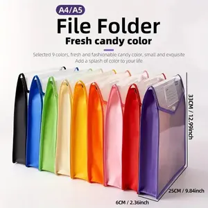 A4 A5 Colorful Twill Vertical File Folder with Document Storage Pouch for Students Stationery Office Supplies