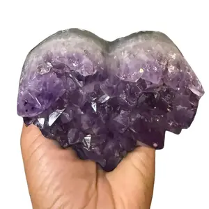 Raw Amethyst Heart - Purple Crystal Rock Specimen for Natural Mineral Collection