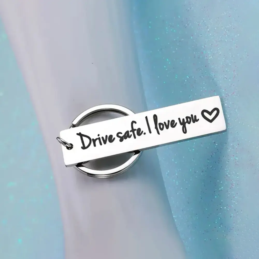 Engraved Drive Safe Keychain for Boyfriend, Minimalist Metal Pendant with "I Love You" Message, Cute Everyday Carry Gift for Husband on Anniversary or Birthday, Gifts For Boyfriend, Boyfriend Gifts Cute