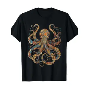 Octopus Flower Vintage Flower Squid Siren Diving T-shirt - 220g