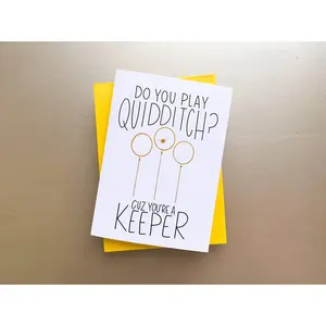 Handmade Harry Potter Quidditch Love Card You're a Keeper by StoneDonut Design