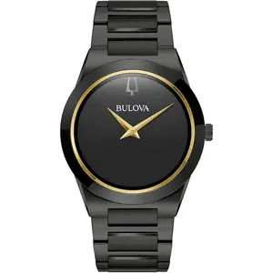 Bulova Millennia Modern Black Ion-Plated Stainless Steel Mens Watch 98A313