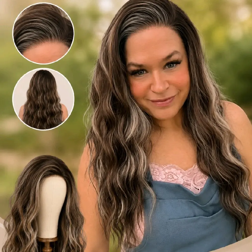 Watered Souls C1318909K Harley wig bundle. Mocha Caramel Swirl.  13x4 Lace front premium synthetic wig.  High quality fibers, 120 density, Scandinavian hairlne with gorgeous layers.  Heat Tolerance 350. Complete wig bundle must be returned for full refund
