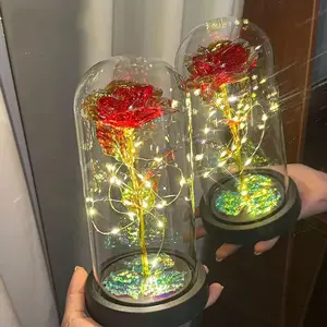 1pc Colorful Rose Luminous Flower Light Up Rose Glass Cover Gift for Women, Perfect Gift for Valentine's Day, New Year Day, Mother's Day, Birthdays, Anniversaries & Weddings!