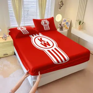 KW Logo Fitted Sheet Set, Includes 1 Fitted Sheet & 2 Pillowcases without Filler, Strong visual impact with distinct style, comfortable and breathable, suitable for all seasons.