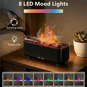 Upgraded 300ml Air Humidifier Fireplace Diffuser, 8 Flame Colors Noiseless Aromatherapy Essential Oil Diffuser With Auto-Off Protection Timer, Ultrasonic Cool Mist Humidifier for Home Yoga Room Bedroom Office