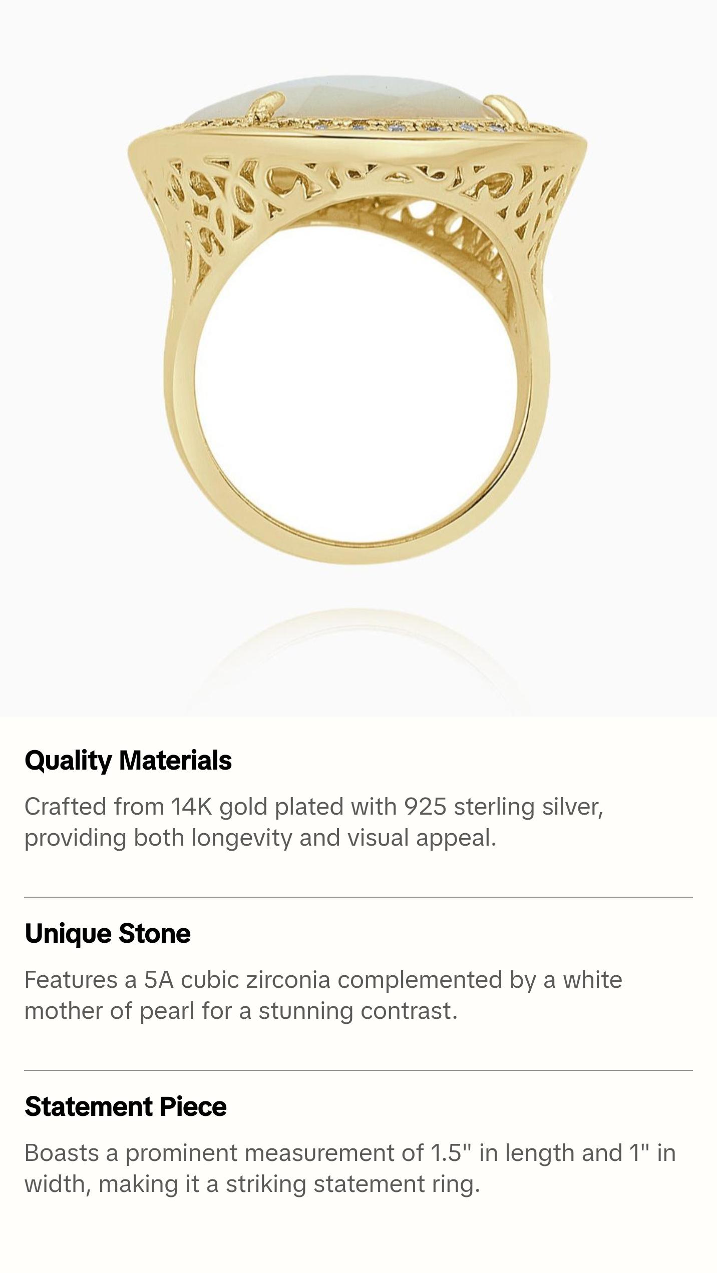 925 Sterling Silver Mother of Pearl Ring