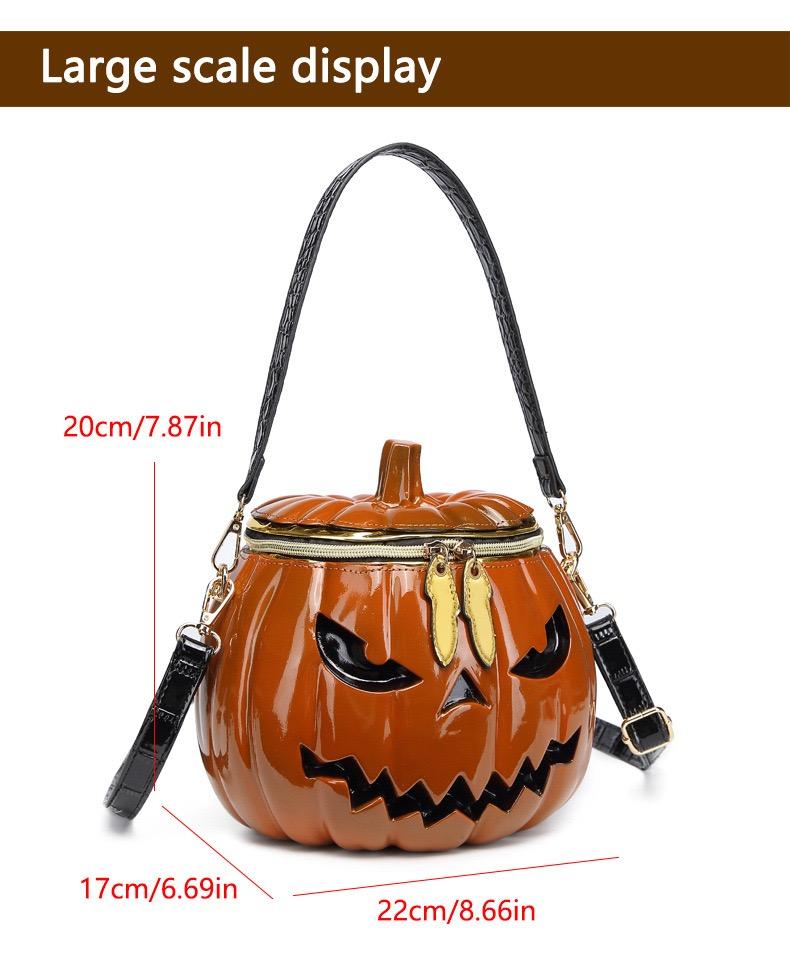 3D Pumpkin Crossbody Bag - Cute Jack-o'-lantern Halloween Purse - Unique Orange Novelty Shoulder Bag for Women & Girls