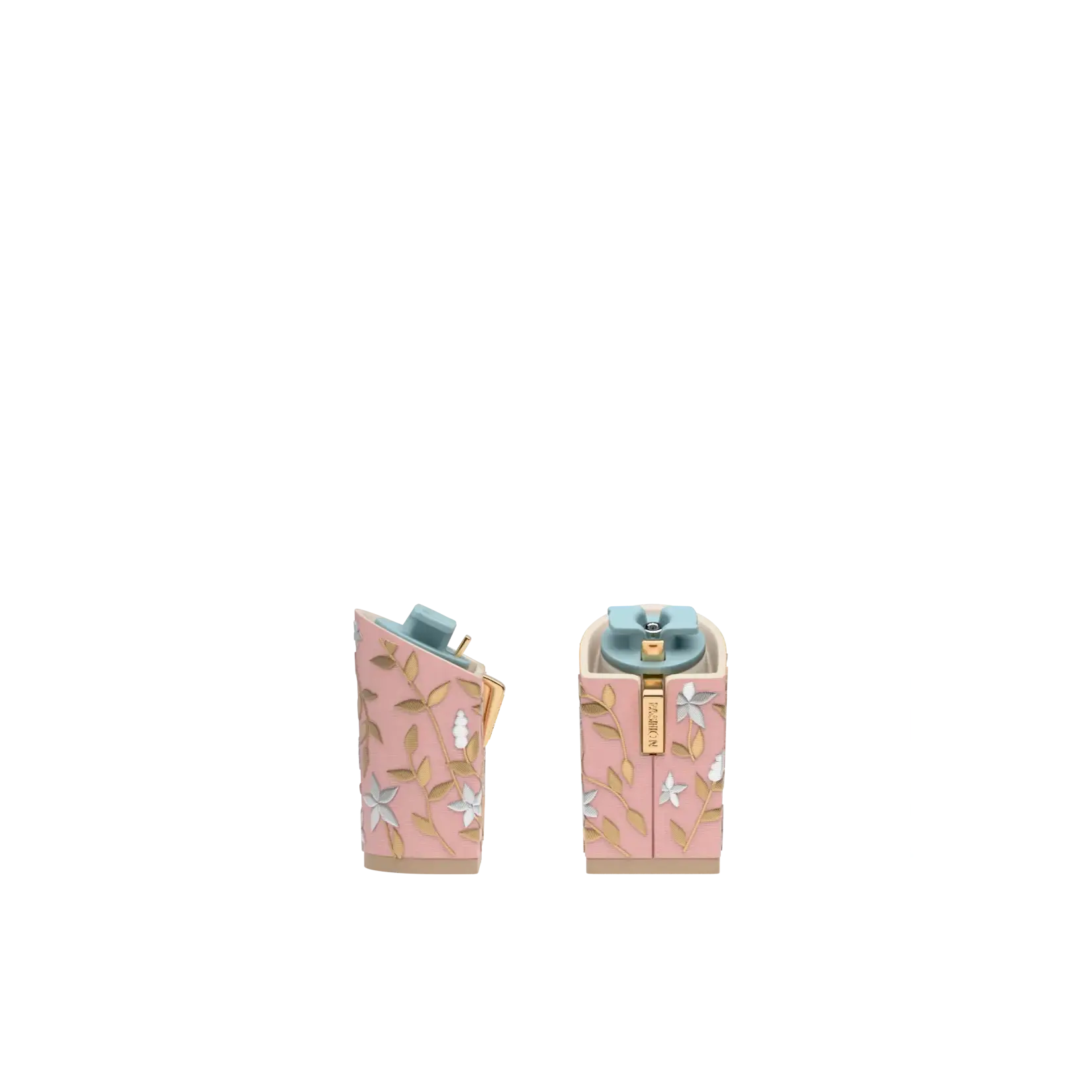 Block Heel Kit 4 Blush Gold Floral Embroidery