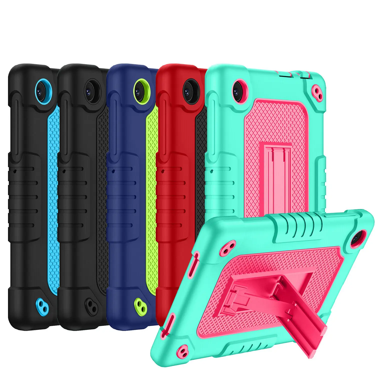 Doemoil for TCL Tab 8 V Tab 8 SE (6048E) Tablet Case Soft Silicone Rubber Heavy Duty Hybrid Had Back Shell Protection Shockproof Kids Friendly with Built in Stand Shoulder Strap