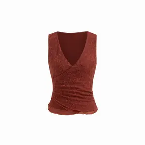 Cider V-neck Floral Lettuce Trim Tank Top