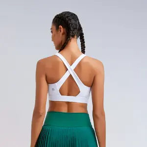 RUNNING GIRL High Impact Sports Bras for Women, High Support Running Strappy Women's Sports Bra with Sewn in Pads Lightweight Activewear