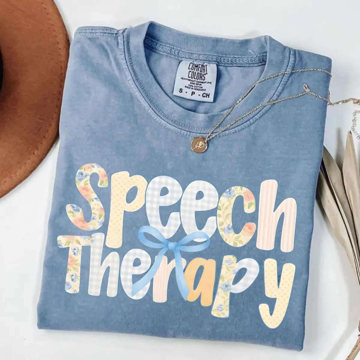 Comfort Colors Speech Therapy TShirt with Bow, SLP T-Shirt, SLPA Tee, Speech Pathologist Gift, Speech Language Pathology TShirt, Therapist Tee