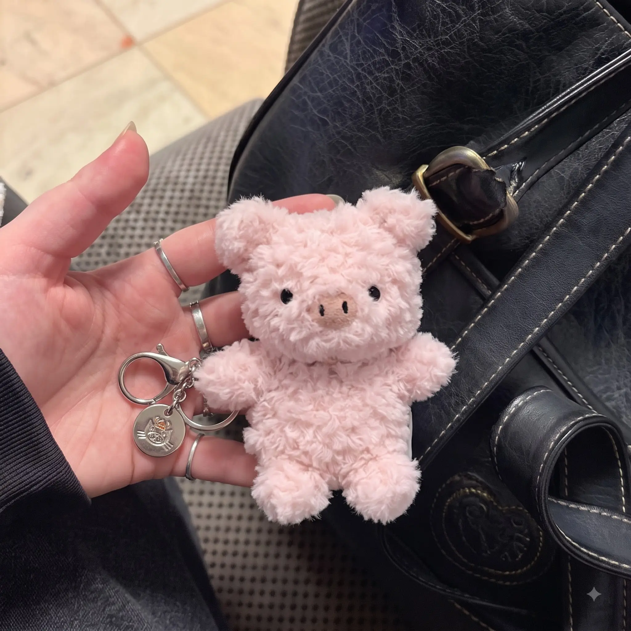 Jelly Cat Little Pink Pig Plush Bag Charm Collection, Adorable Plush Keychain, Cute Soft Coffee Bag Accessory, Adorable Cloud Gift for Her, Bag Charm