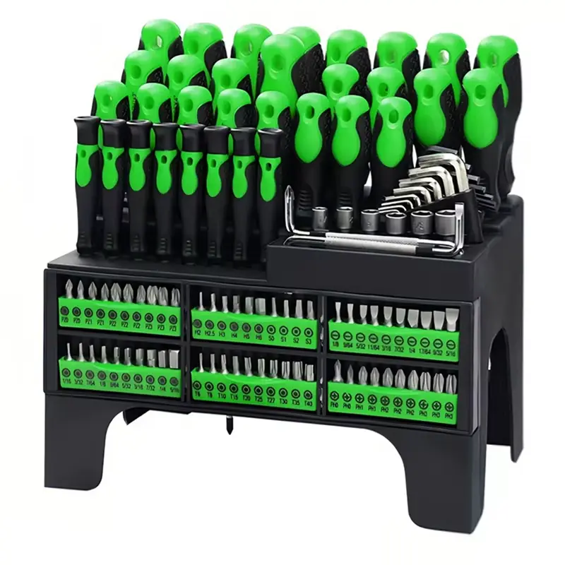 100pcs Insulated Magnetic Phillips-head Screwdrivers, Hand Tool Set with Plastic Holder