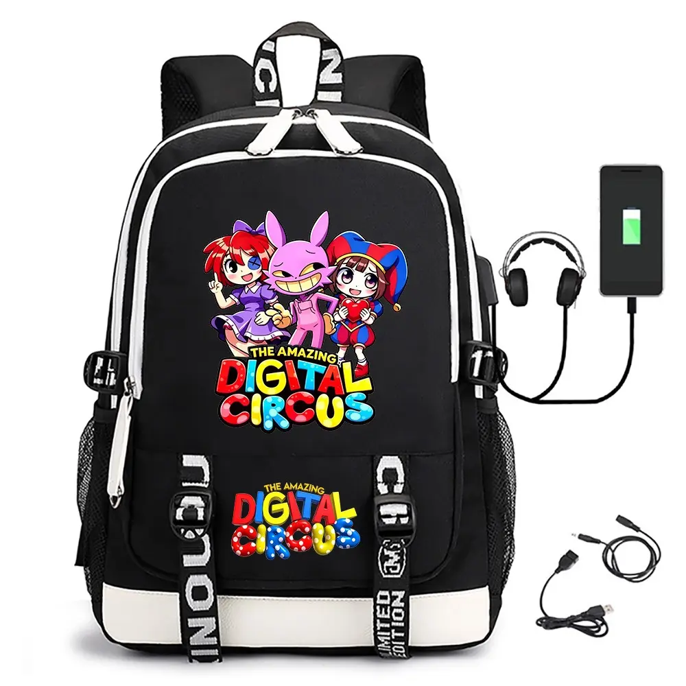 The Amazing Digital Circus Backpack, Cartoon Printed School Backpack, Large Capacity Student Laptop Backpack, Casual Travel Daypack for Boys Girls Kids Teens, Outdoor Bookbag, Back to School