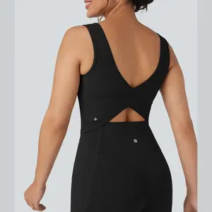 Halara UltraSculpt U Neck Crossover Cropped Yoga Tank Top