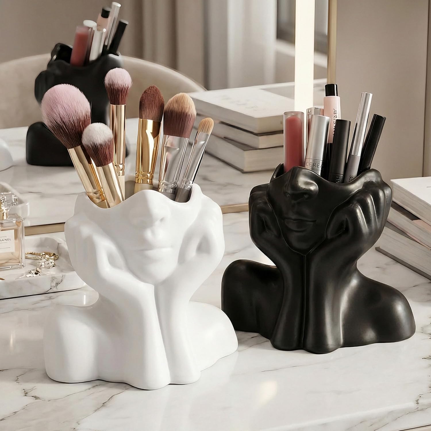 Human Body Art Styling Storage Box Nordic Household Student Dorm Desk Stationery Pen Holder Makeup Brushes Holder, Unique and Creative Storage Box for Makeuo Brushes, Pen Holder, Office Installation Tool, Cute Cosmetics Organizer, Beauty Organizer