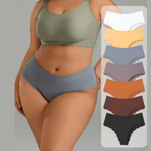 7Pcs High Waist Seamless Ice Silk Panties Women Plus Size Sexy Soft Comfort Breathable Ladies Underwear