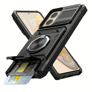 Samsung Galaxy S25 Ultra phone case, compatible with S26 Plus, S24, S23 Ultra, S25 Edge, S24 FE and S23 FE. It features a 360° rotatable invisible stand, a card holder with slots for card insertion, drop-proof protection, and a durable yet stylish design.