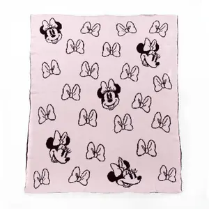 Disney Minnie Mouse Rosy Bows 50x60 Feather Knit Throw