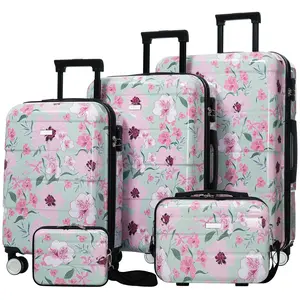 Luggage Sets New Model PC 5pcs, Hardside Lightweight Durable 20" 24" 28" Suitcases with 8" 14" Cases, Suitcase with Lock Spinner Wheels