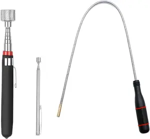 3 Pack Telescoping Magnet Pick-up Tool Set - Retrieving Telescoping Magnet Pickup Tools，Extendable Magnetic Pick Up Tools，Bendable Spring Magnet Stick
