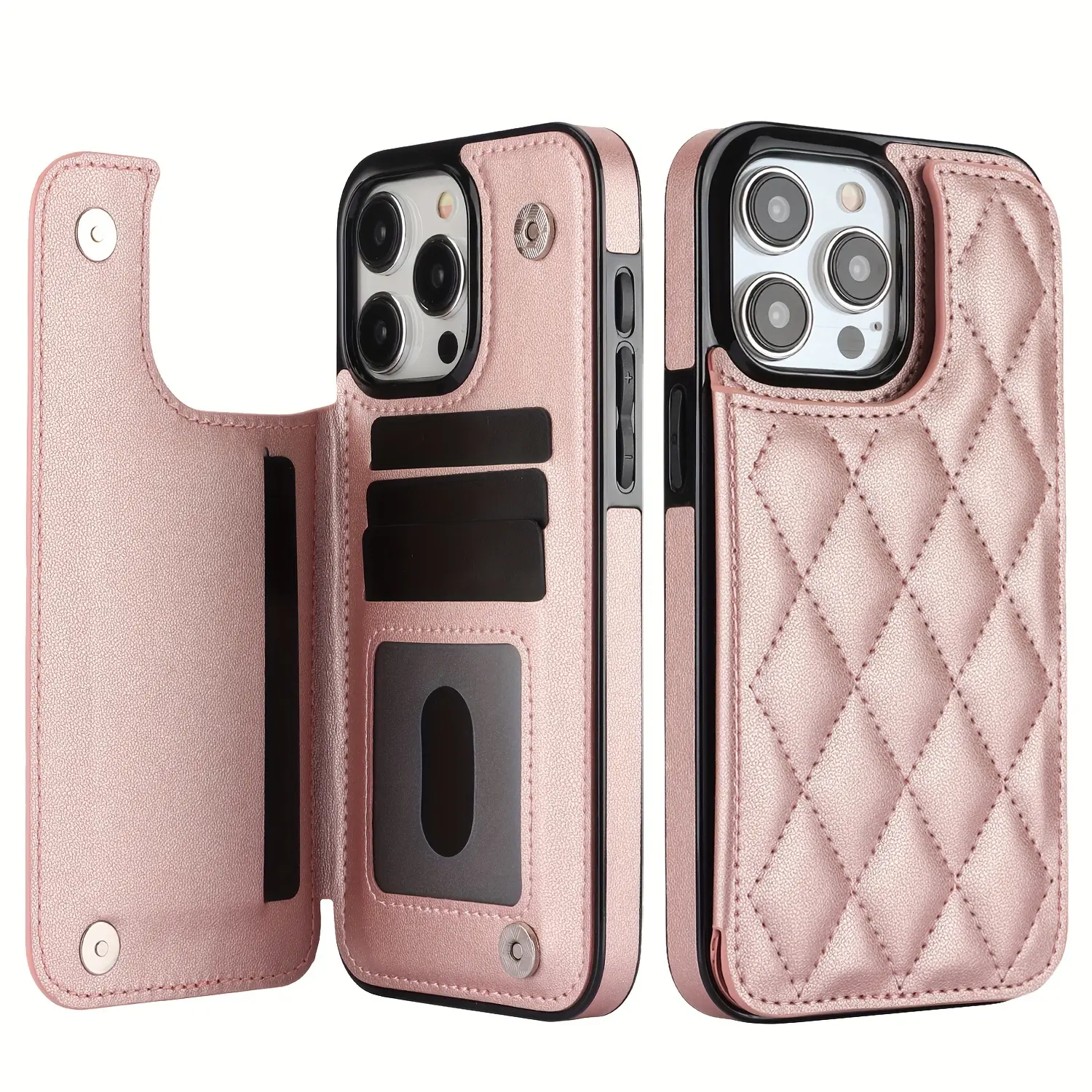 Women's Luxury Leather Flip Folio Wallet Case for Multiple iPhone Models - 17 Air,16E,16,15,14,13,12,11 Pro,XR,XS,SE 2025 Electronic Accessory with Card Slots, Kickstand, Protective Cover