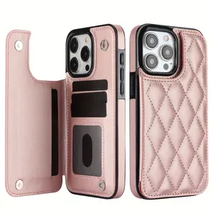 Leather Luxury Flip Folio Wallet Case for iPhone 17 Air 16E 16 15 14 13 12 11 Pro XR XS SE 2025 with Card Slots Kickstand for Girls Women Protective Cover