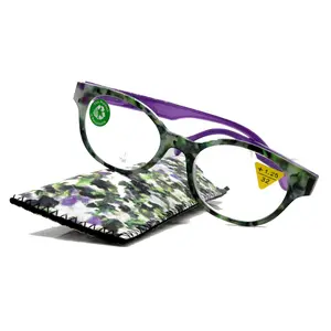Sally, (Premium) Reading Glasses High End Readers +1.25..+3 Magnifying Glasses, Round Optical Frames (Tortoise Green Purple) NY Fifth Avenue Unisex Lightweight
