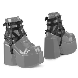 Demonia Cage Boot Harness Pair - Stylish Footwear with Buckle Detail, Comfortable Design for Footwear