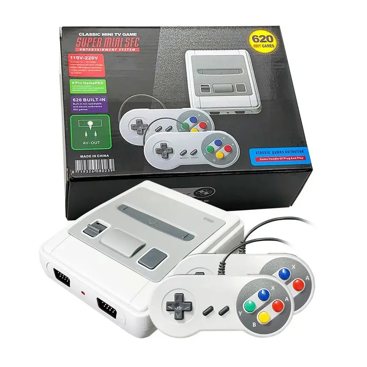 Super Mini SFC Entertainment System Classic Mini TV Game with 2 Wired Controllers | 620+ 8Bit Classic Games