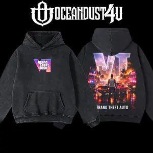 OceanDust4U Grand Theft Auto VI (GTA 6) Hoodie 100% Premium Cotton Oversized Fit Pre-Washed Unisex Classic Top American Made 230gsm Heavyweight Fabric
