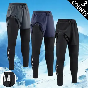 3 Pack Men's 2-in-1 Athletic Tights, Compression Leggings with Quick Dry Shorts, Elastic Waist with Phone Pocket, Lightweight Breathable Fabric, Perfect for Running, Gym Workouts, Training & Outdoor Sports, Plus Size S-2XL