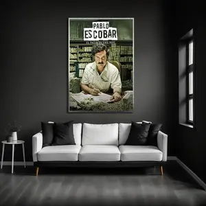 Pablo Escobar Print, Vintage Poster, Mafia Wall Art, Dollar Print Art, Money Wall Decor Frames Glossy