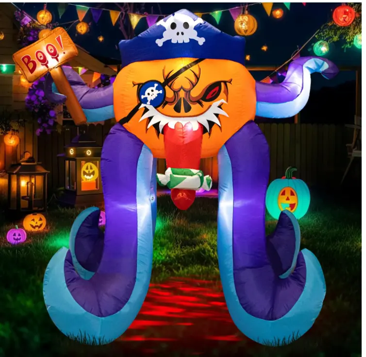 Halloween Inflatables Yard Decorations Octopus Pumpkin with Candy Holder- 5.5 FT Halloween Outdoor Decorations with Build-in LED - Halloween Blow up Decoration for Indoor Outdoor Party Garden Lawn