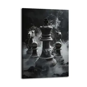 Dramatic Chess Artistic Wall Decor, Waterproof Canvas Poster, Cute And Vibrant Poster for Bathroom, Living Room, Bedroom, Dorm, A Perfect Gift Idea for New Year Home Decor