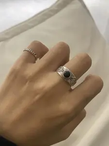 Vintage Silver Color Knot Pattern Ring, Zircon Adjustable Ring, Stackable Rings, Unisex Jewelry for Men and Women, Fashion Accessory