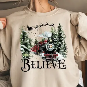 Polar Express Sweatshirt, Christmas Gift, Christmas Believe Sweater, Merry Christmas, Gift Ideas, All Aboard Polar Express, Hoodie Xmas
