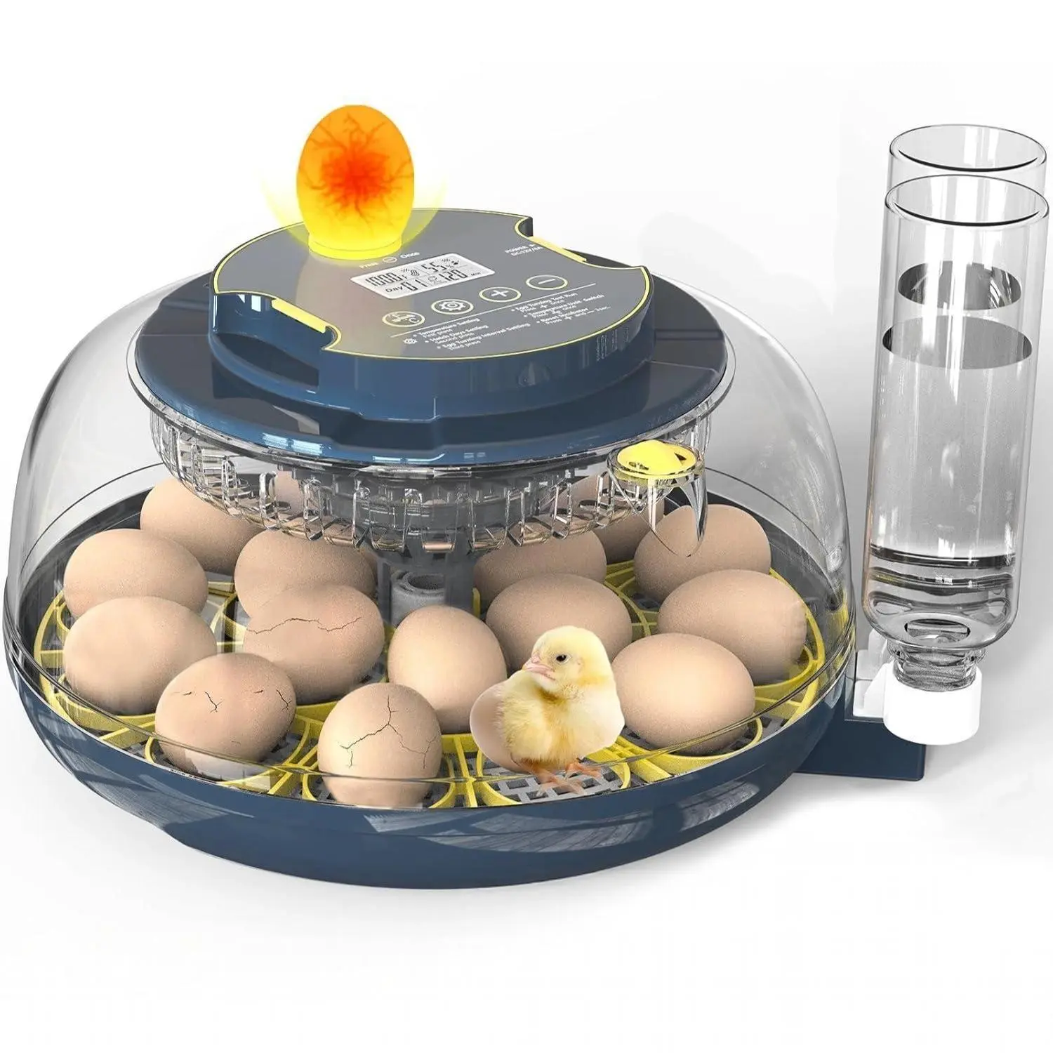 18/26 Capacity Egg Incubator with Automatic Turner, Built-in Candler, Digital Temp/Humidity Control, Auto Water Refill, 2 Trays & 360° Viewing for Hatch of Chicken, Duck Eggs,summerwins